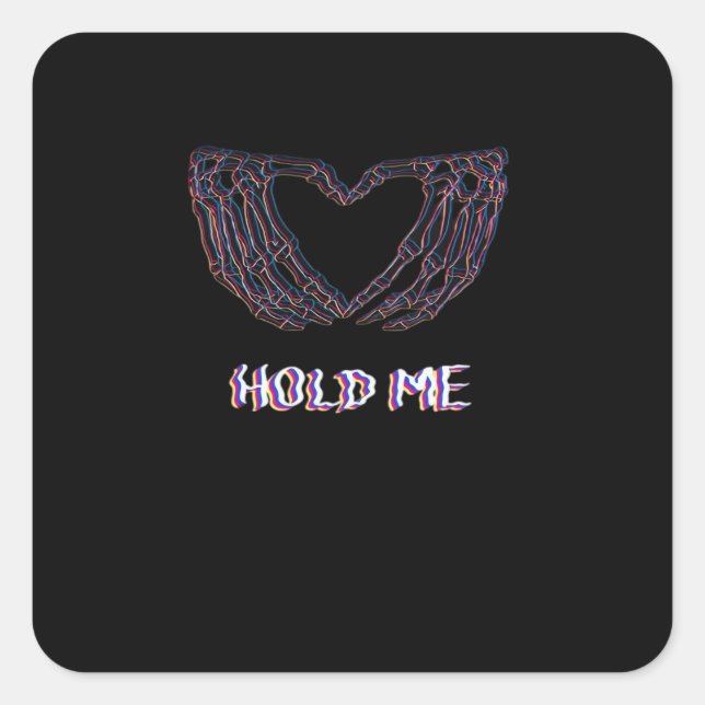 Sticker Carré Hold Me Classic - Skeleton Hand Heart (Devant)