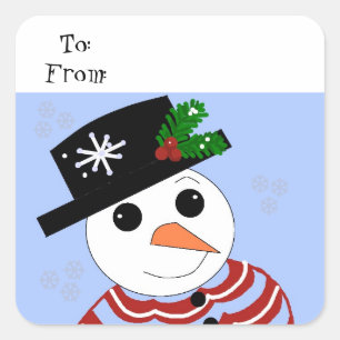 Sticker Carré Holiday Snowman