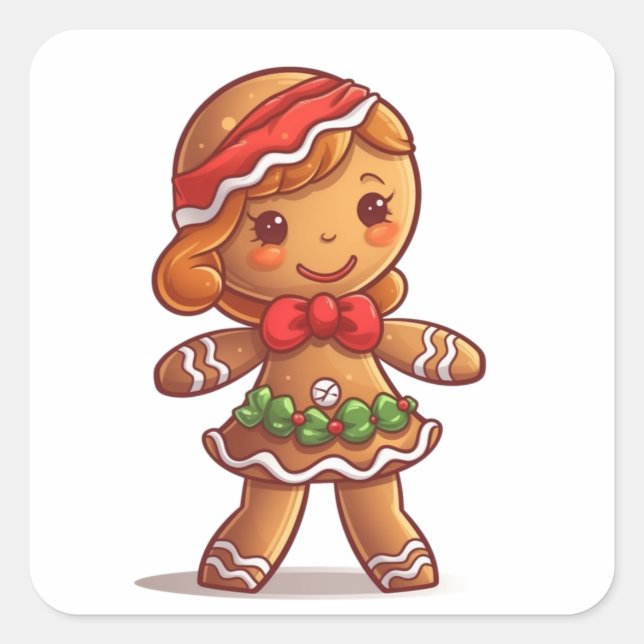 Sticker Carré Holly Jolly Gingerbread Girl (Devant)