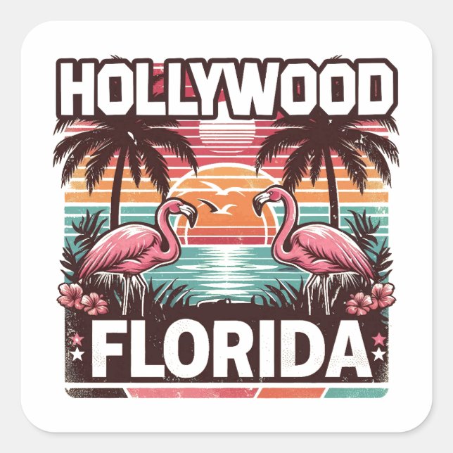 Sticker Carré Hollywood Floride (Devant)