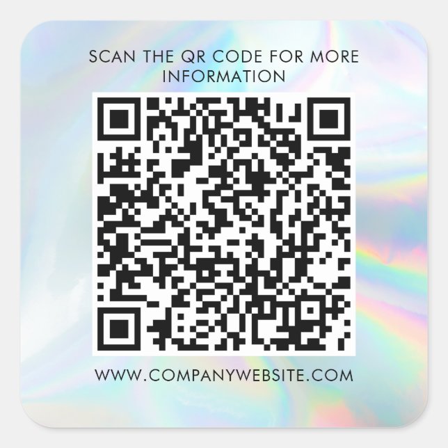Sticker Carré Hologramme personnalisé marketing de code QR d'ent (Devant)
