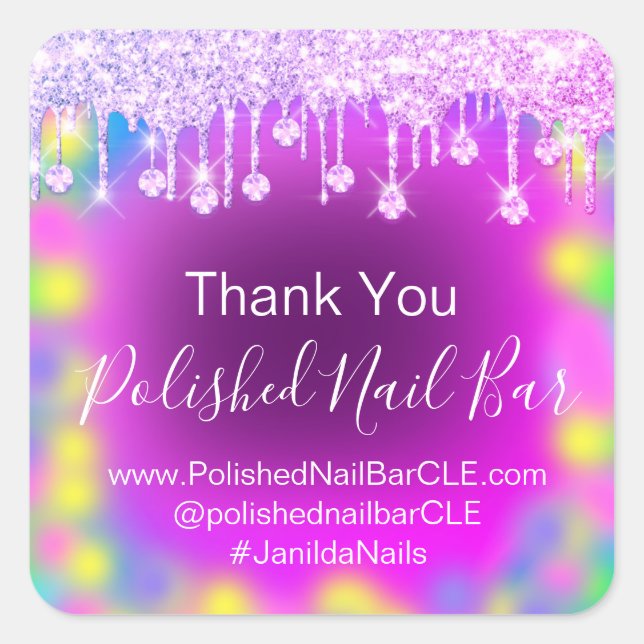 Sticker Carré Holographe Remerciements Déchets de diamant Thérap (Devant)