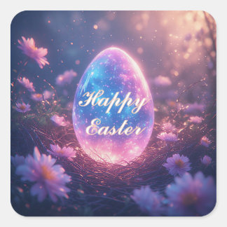 Sticker Carré Holographic Neon Easter Egg Card