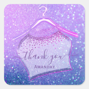 Sticker Carré Holographic rose Fashion Closet Logo Boutique Part
