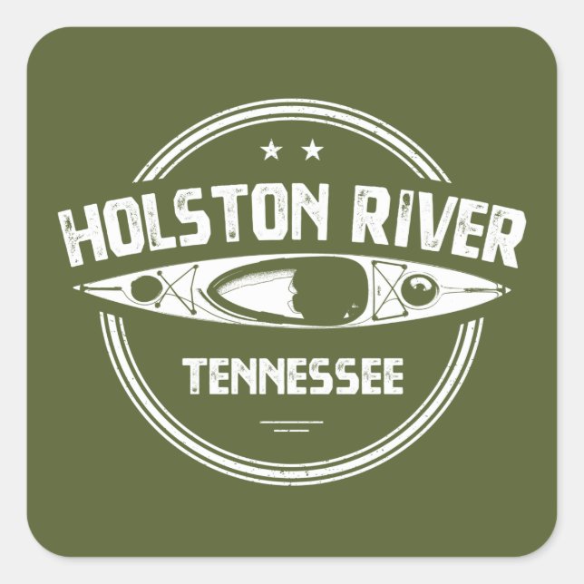 Sticker Carré Holston River Tennessee Kayak (Devant)