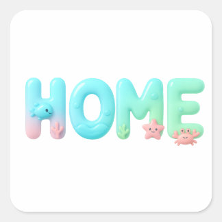 Sticker Carré HOME Glossy Pastel Ocean Word