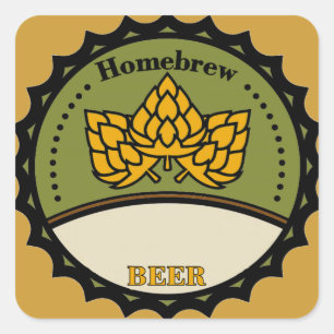 Sticker Carré Homebrew Bière Étiquette, ajoutez un nom.