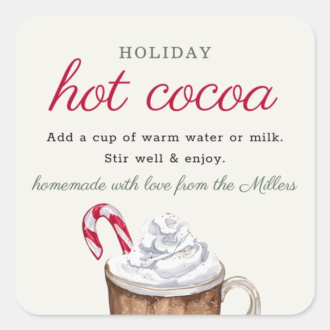 Sticker Carré Homemade Holiday Hot Cocoa Mix Christmas Gift (Devant)