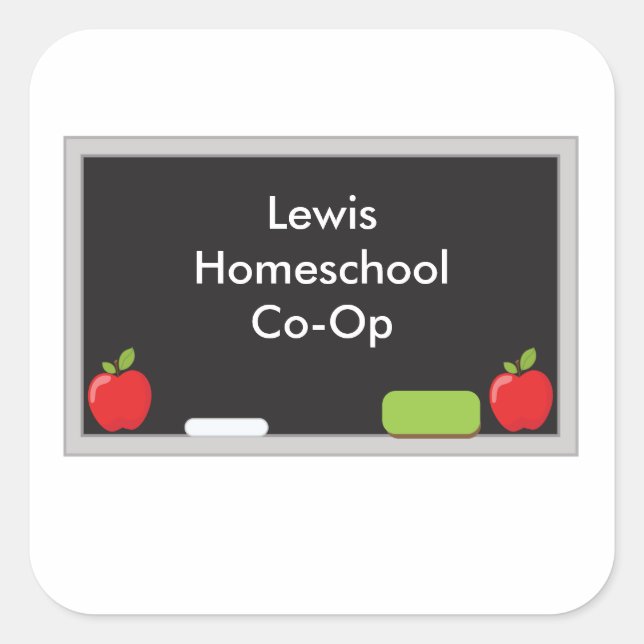 Sticker Carré Homeschol Co Op Chalkboard (Devant)