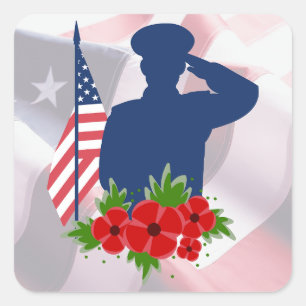 Sticker Carré Hommage du soldat américain à la Journée patriotiq