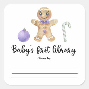 Sticker Carré Homme en pain d'épices de Noël - Première biblioth