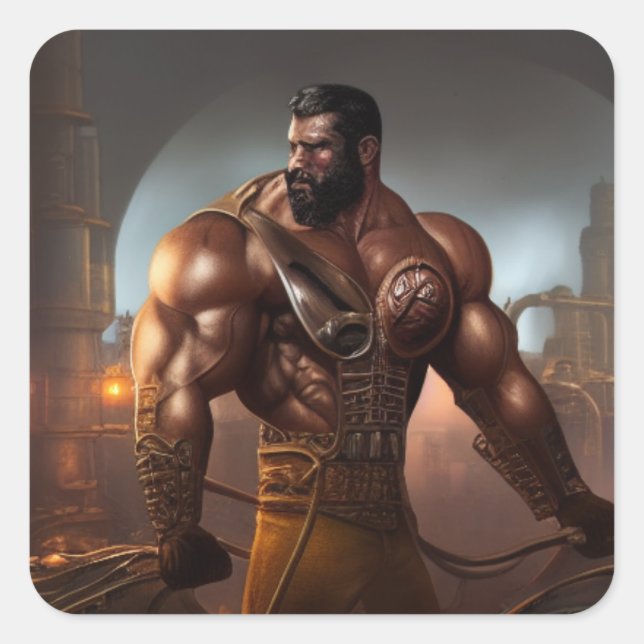 Sticker Carré Homme fort (Devant)