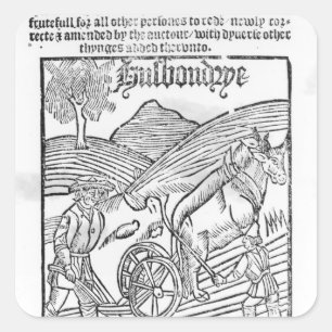 Sticker Carré Homme labourant un champ