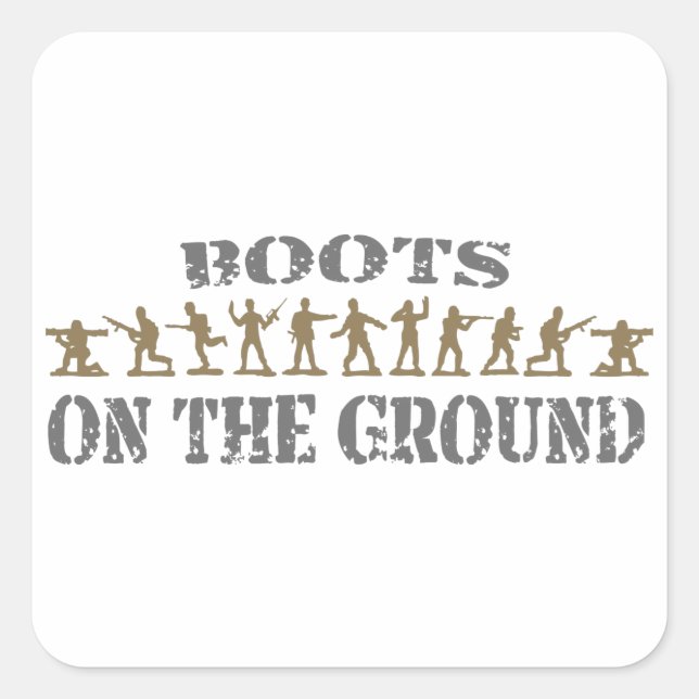 Sticker Carré Hommes militaires - Bottes sur le terrain (Devant)