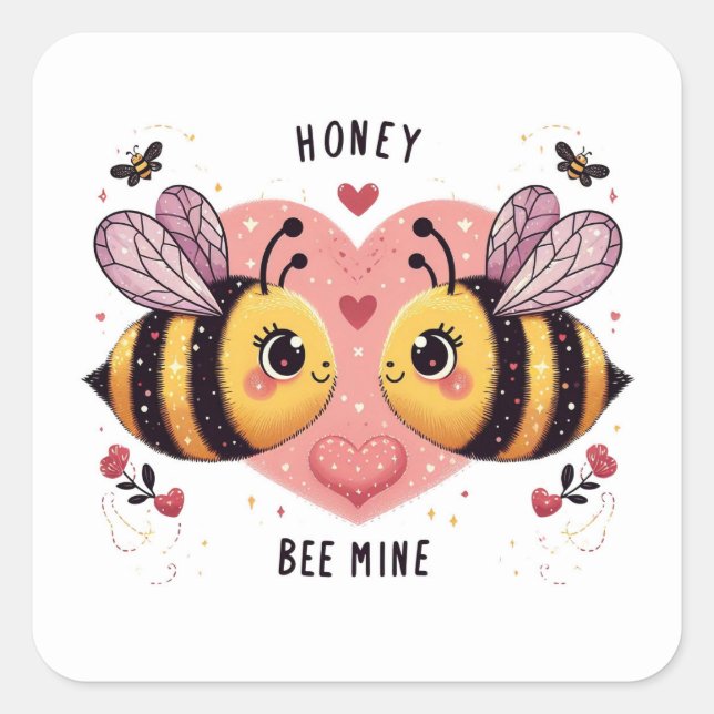 Sticker Carré Honey Be Mine, Honey Bees  (Devant)