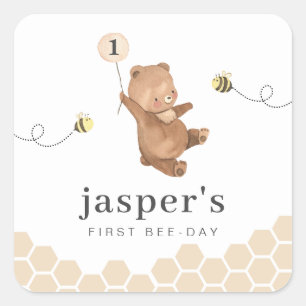 Sticker Carré Honey Bear First Bee day