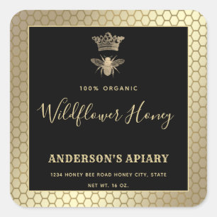 Sticker Carré Honey jar script moderne queen bee