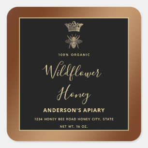 Sticker Carré Honey jar script moderne queen bee carré autocolla