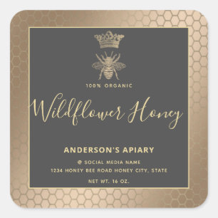 Sticker Carré Honey jar script moderne queen bee carré autocolla