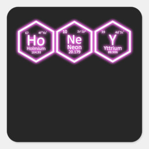 Sticker Carré Honey Neon Élément de table périodique Science