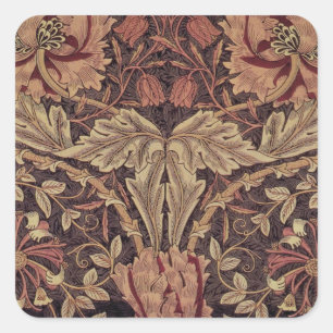 Sticker Carré Honeysuckie par William Morris, Garden Flowers Art