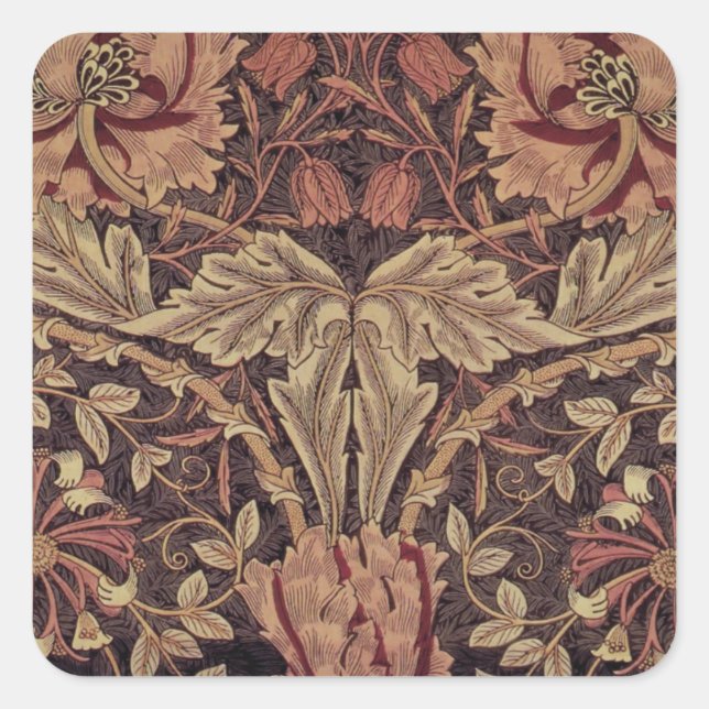Sticker Carré Honeysuckie par William Morris, Garden Flowers Art (Devant)
