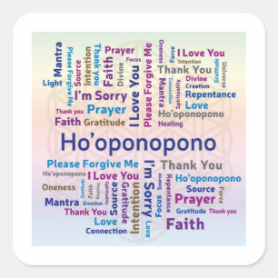 Sticker Carré Ho'oponopono Word Cloud - Mantra - Self Love
