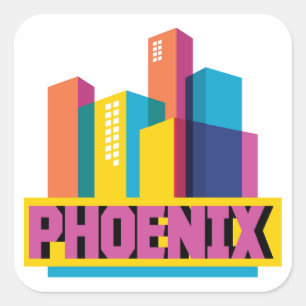 Sticker Carré Horizon au néon de Phoenix, Arizona  