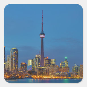 Sticker Carré Horizon de Toronto Ontario Canada la nuit