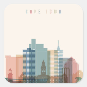 Sticker Carré Horizon de ville de Cape Town, Afrique  