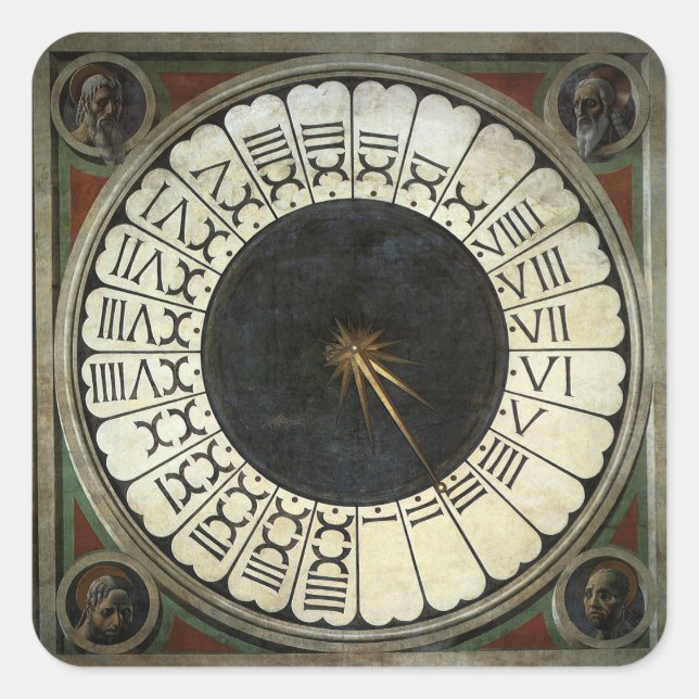 Sticker Carré Horloge dans le Duomo par Paolo Uccello (Devant)