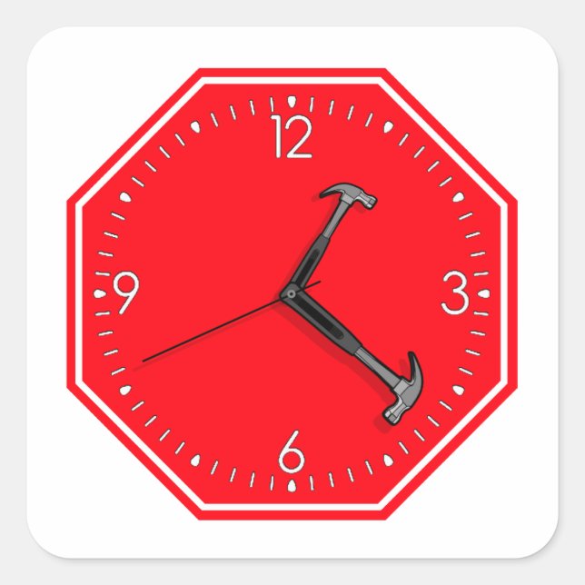 Sticker Carré Horloge des signes d'arrêt du marteau (Devant)
