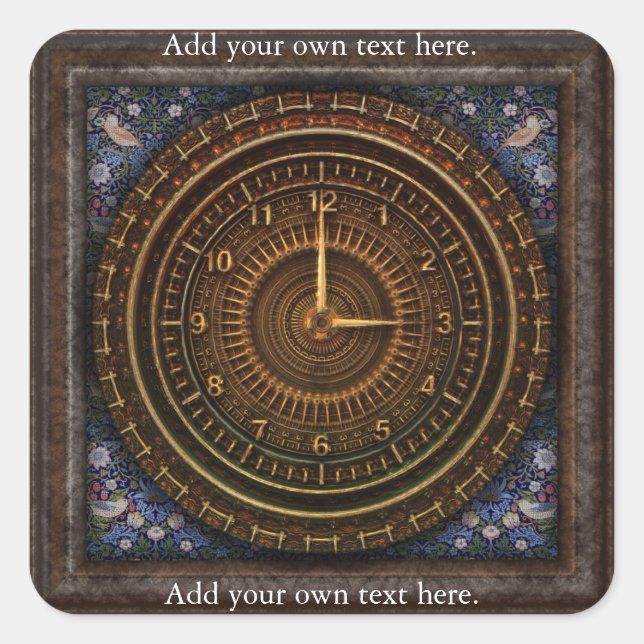 Sticker Carré Horloge Horaire Steampunk Victorian (Devant)