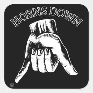 Sticker Carré "HORNS DOWN" funny     
