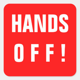 Sticker Carré Hors les mains ! signe rouge