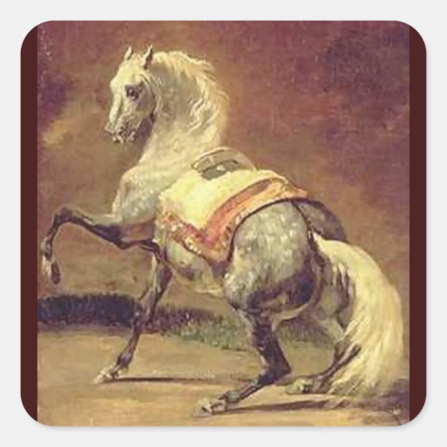 Sticker Carré HORSE GRIS, Brown Jaune (Devant)