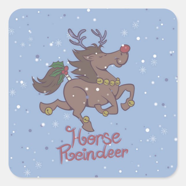 Sticker Carré Horse reindeer cartoon illustration (Devant)