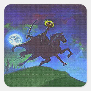 Sticker Carré Horseman sans tête dans le feu bleu