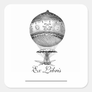 Sticker Carré Hot Air Ballon Steampunk Boîtes