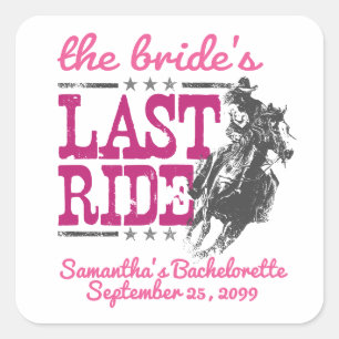 Sticker Carré Hot Pink Le Dernier Ride de la mariée