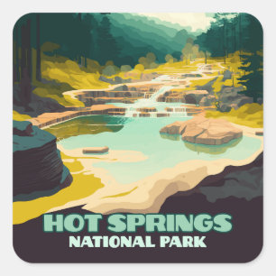 Sticker Carré Hot Springs National Park Arkansas Vintage Retro