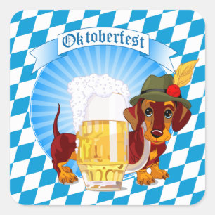 Sticker Carré Hound de la bière Oktoberfest
