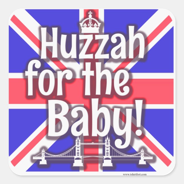 Sticker Carré Hourra pour le bébé ! (Devant)