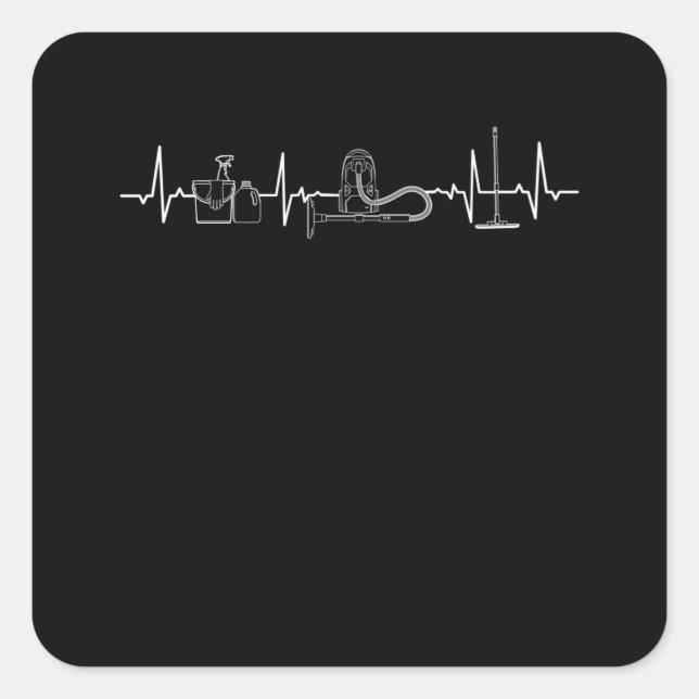 Sticker Carré Housekeeper Heartbeat Cleaning Vacuum Cleaner (Devant)