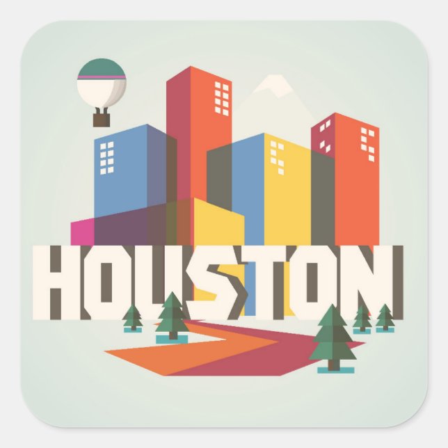 Sticker Carré Houston | Cityscape Design (Devant)