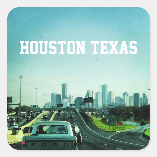 Sticker Carré Houston Texas Skyline (Autocollant) (Devant)