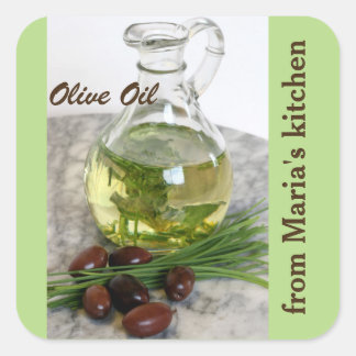 Sticker Carré Huile d'olive avec olives
