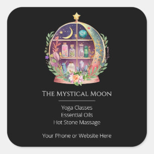 Sticker Carré Huiles Magiques Essentielles Apothécaire Yoga Crys