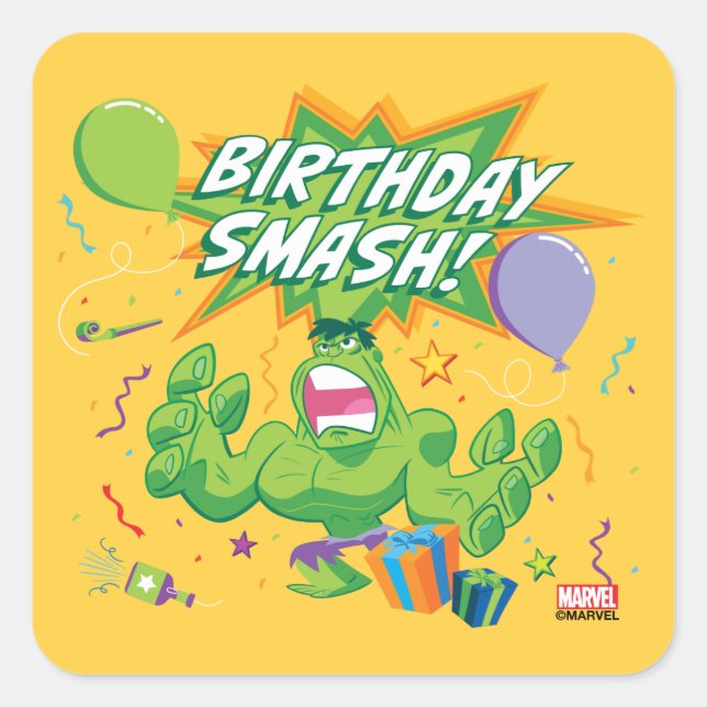 Sticker Carré Hulk Birthday Smash (Devant)