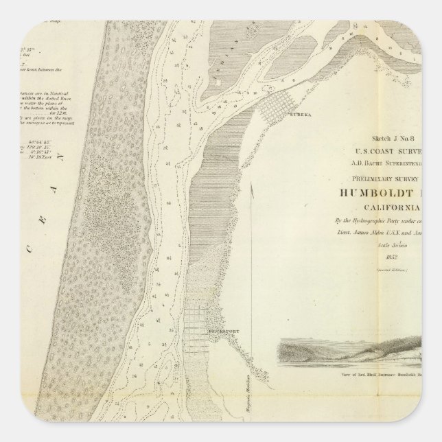 Sticker Carré Humboldt Bay, Californie (Devant)